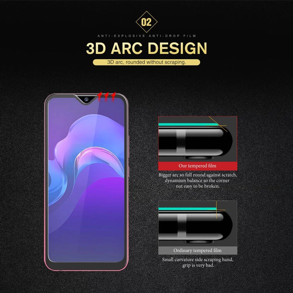 2pcs tempered glass for vivo y19 screen protector vivo z5iu3 full cover glass for vivo y19 3d curved edge film hatoly 6 53 free global shipping