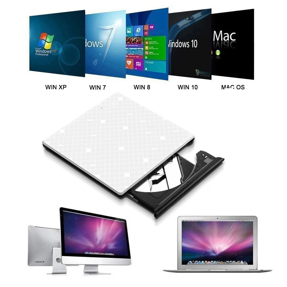 Внешний оптический привод USB 3 0 DVD CD RW для Apple Macbook hp ноутбуков ПК Windows 10|Оптические