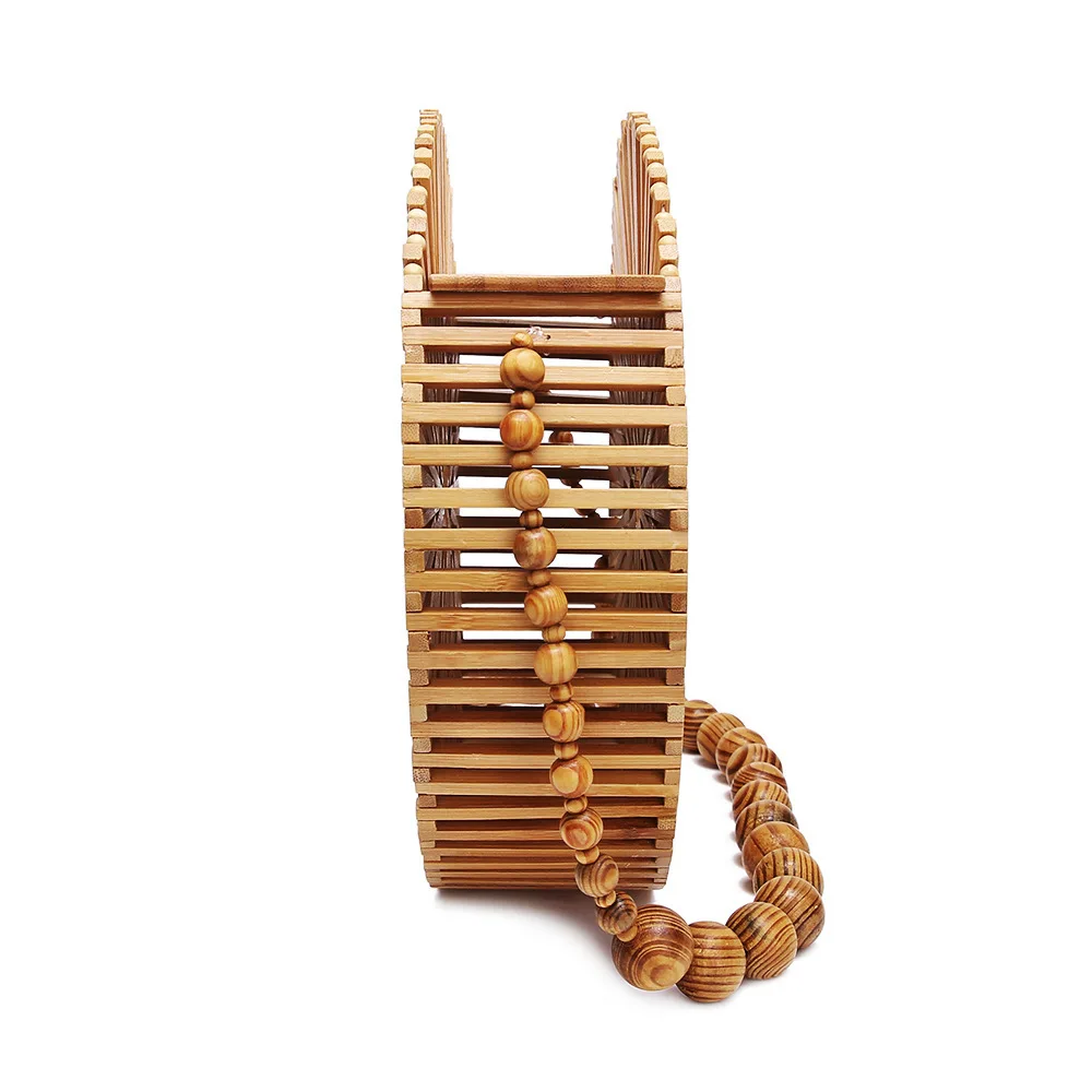 

Creative new ladies shoulder bag solid color bamboo hand bag gift beach bag round bamboo woven personality diagonal female bag