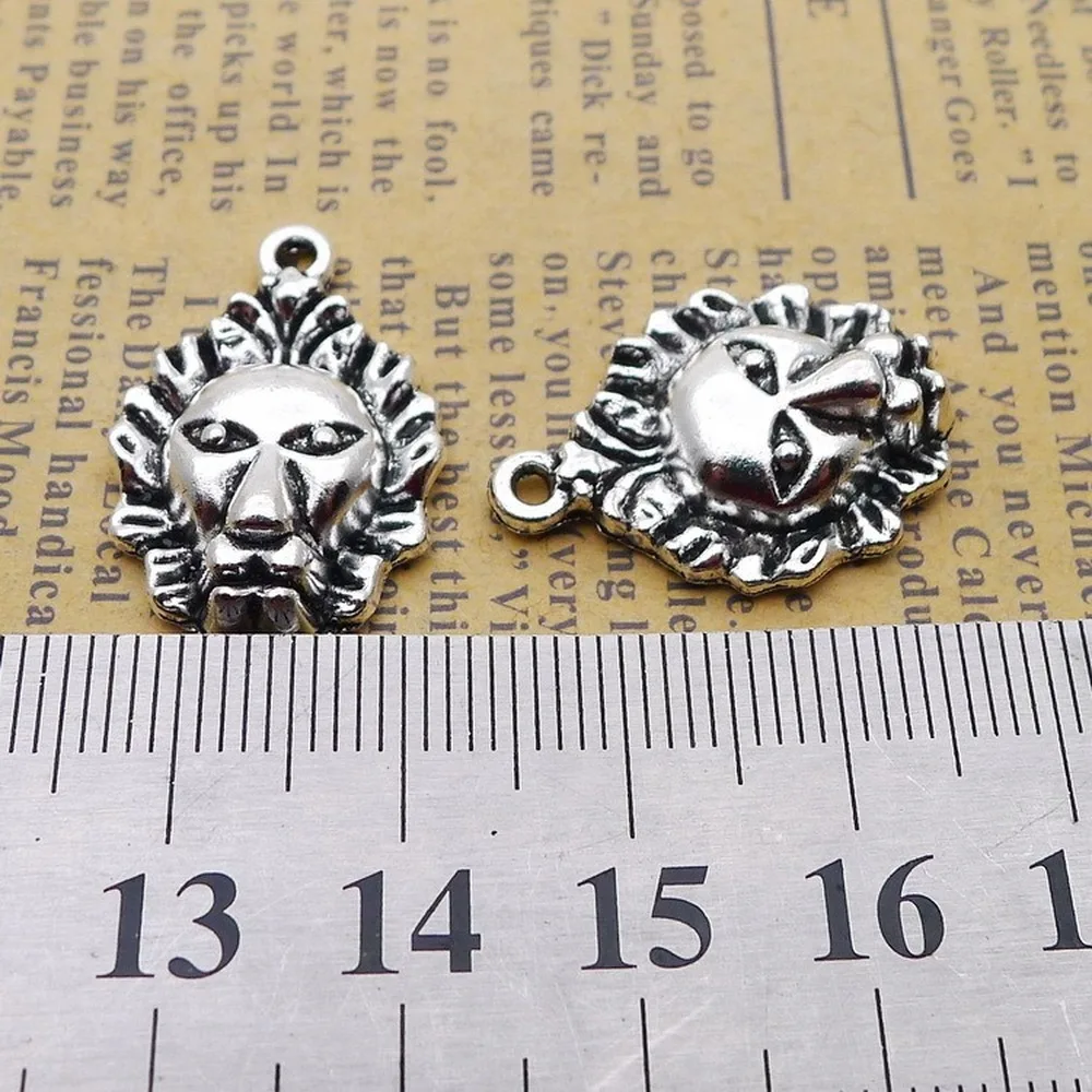 

80pcs Lion Charms 17mm x 24mm DIY Jewelry Making Pendant antique silver color