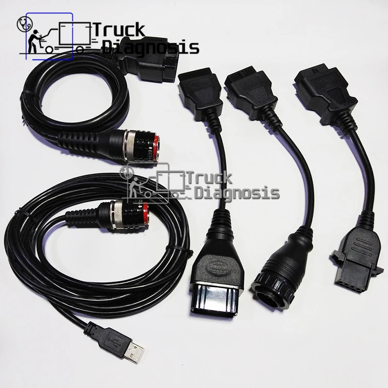 

Vocom 88890300 5 кабелей OBDII USB 14Pin 12Pin 8Pin для volvo Vcads диагностический инструмент для грузовика сканер volvo vocom ii
