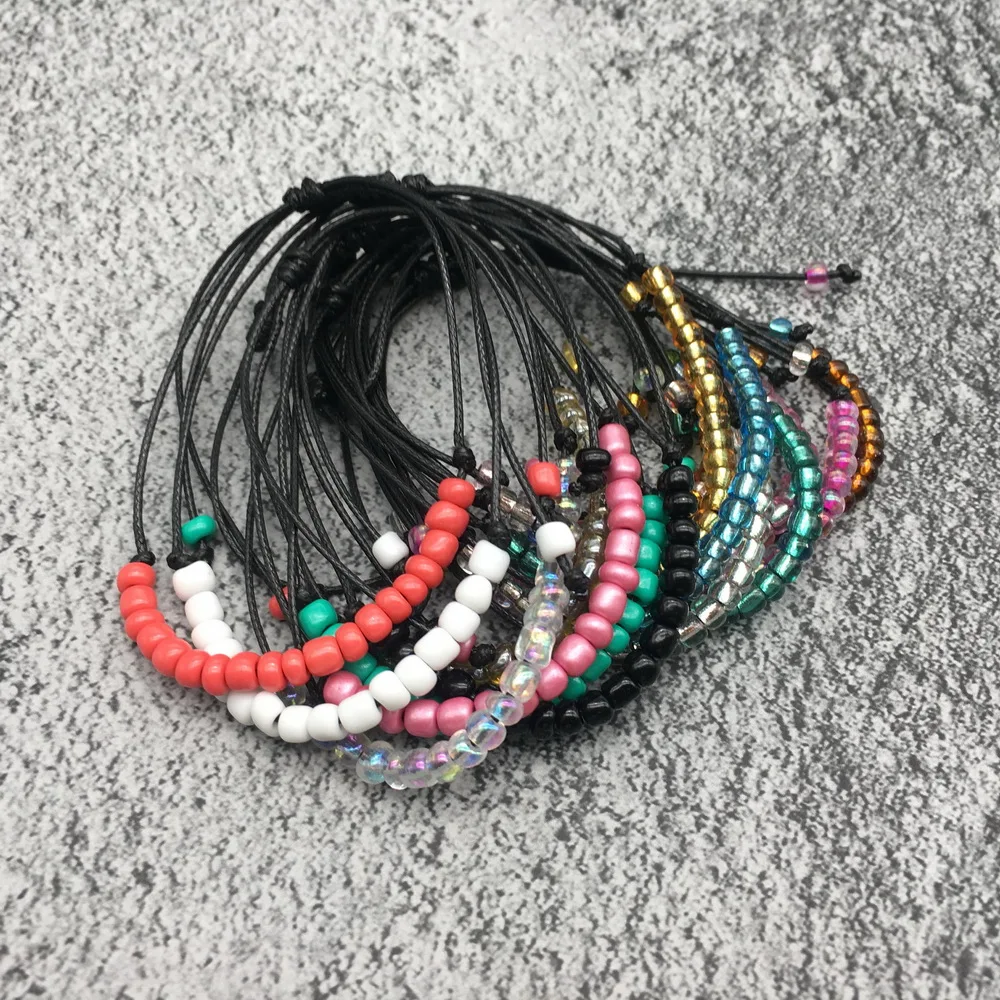 Богемные тканые Многослойные красочное плетение круглый бисером браслет ретро