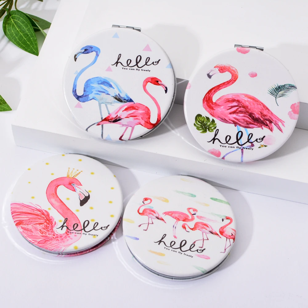 Vicney круглый модный Фламинго полиуретановое зеркало для макияжа Складное