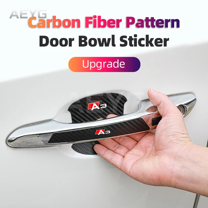 

Carbon Fiber Car Door Handle Anti-Scratches Sticker Vinyl Protective Decals For Audi A3 8p 8v 8l Car Protector Films Accessories
