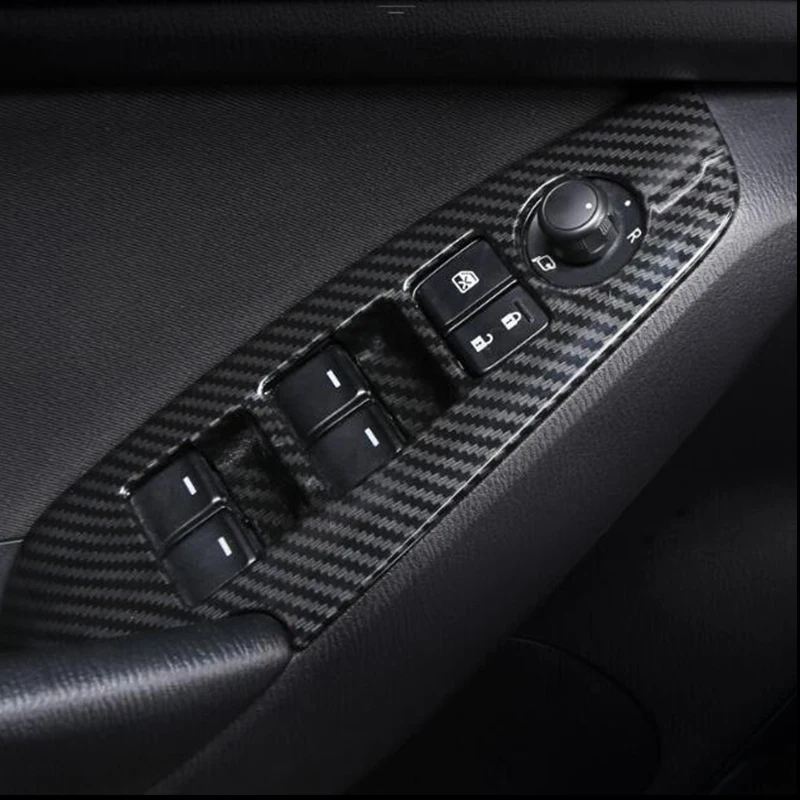 

4pcs car Control Switch Panel Trim Carbon Fiber Fitment For MAZDA 3 Axela 2017 Auto Interior protection Accessories Mouldings