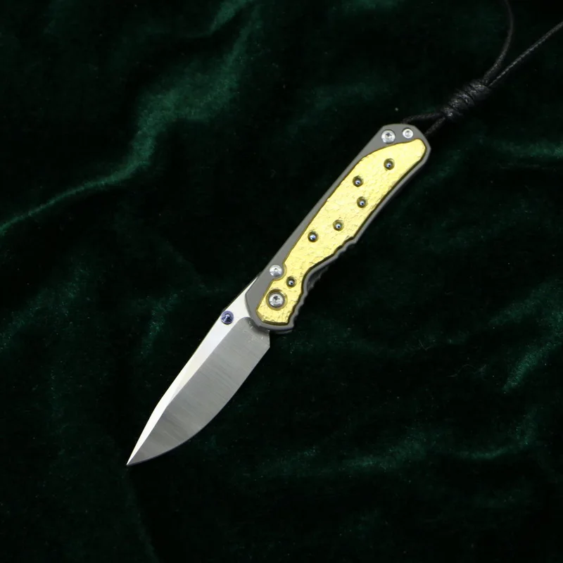 Brass version B Кевин Джон маленький sebenza 21 складной нож M390 лезвие TC4 титановая ручка Открытый Отдых Охота карманные Фруктовые Ножи EDC инструменты - Цвет: Brass version B