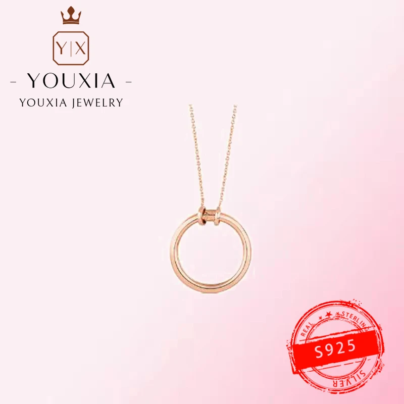 

925 Sterling Silver 1:1 Custom Ring Hollow Design Fashion Personality Necklace