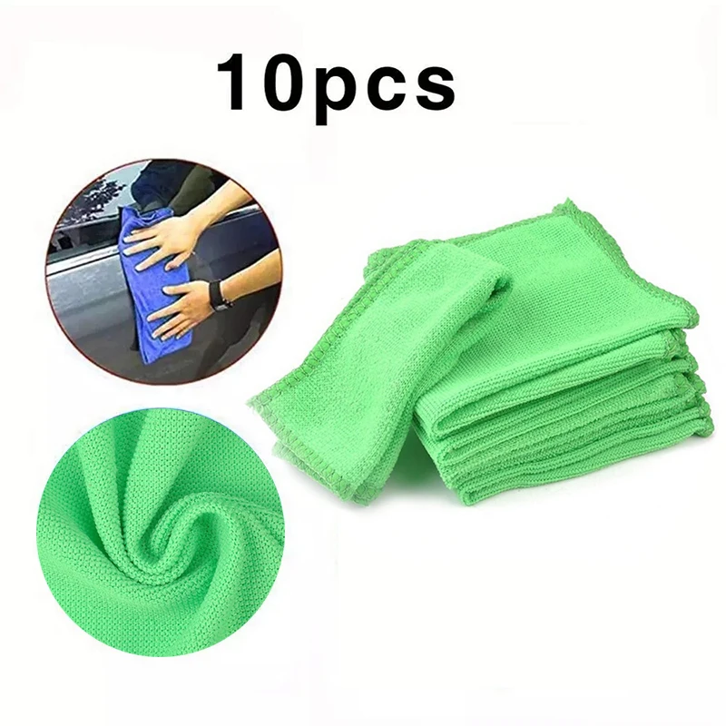

10 Pcs Microfiber Car Cleaning Towel Handkerchief Car Motorcycle Washing Glass Household Cleaning Products Small Towel