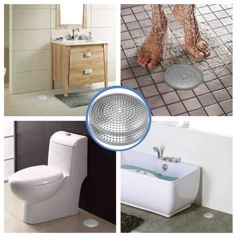 

Shower Drain Hair Trap, Durable Stainless Steel and Silicone Hair Catcher Shower Drain Cover - Is Easy to Install & Clean - Bloc