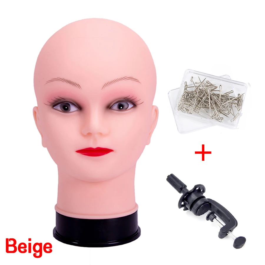 64cm Tripod Wig Stand With bald Mannequin Head Black mini Wig Stand Tripod With Bald Head Adjustable Tripod Wig Stand ,T-pins