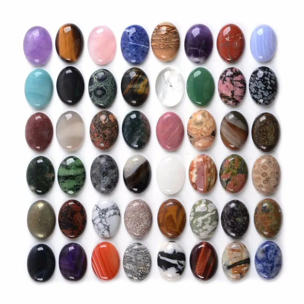 

Wholesale Mix 10pcs/lot Gem Stone Quartz Bead cabochon,10x14mm 12x16mm 13x18mm 15x20mm,30x40mm Oval Gem stone Cabochon Ring Face