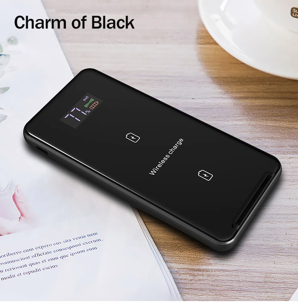YKZ 5000mAh Qi Беспроводное зарядное устройство Powerbank для iPhone X светодиодный дисплей повербанк двойной USB вертикальное Беспроводное зарядное устройство Внешняя батарея