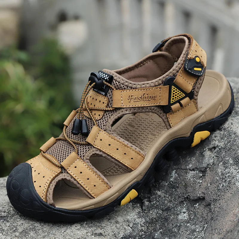 Сандалии из натуральной кожи мужские Классические мягкие босоножки удобная