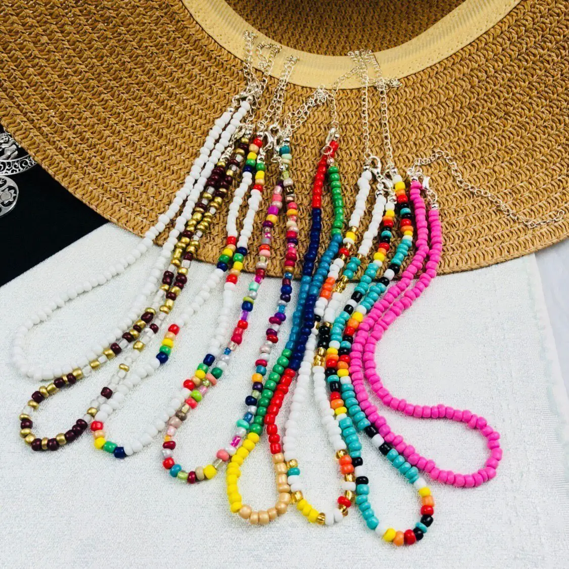 Boho красочные маленькие бусы колье для женщин Простой Бисероплетение Цветок ожерелье ручной работы воротник ювелирные изделия колье Femme