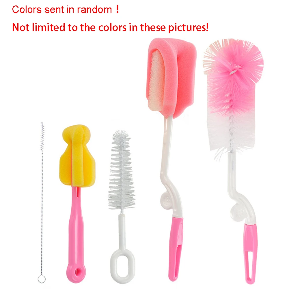 

5 Piece Set Baby Supplies Sponge Practical Bottle Brush Cleaning With Handle Pacifier Nylon 360 Degrees