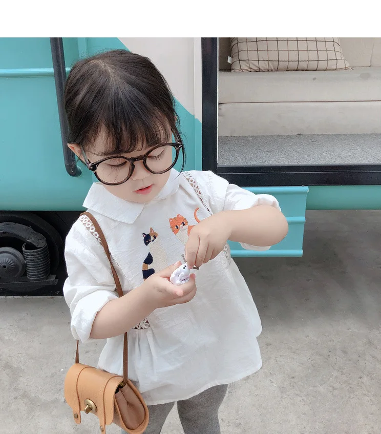 Mihkalev/белые рубашки для маленьких девочек весна 2020 Детские и топы с рисунком