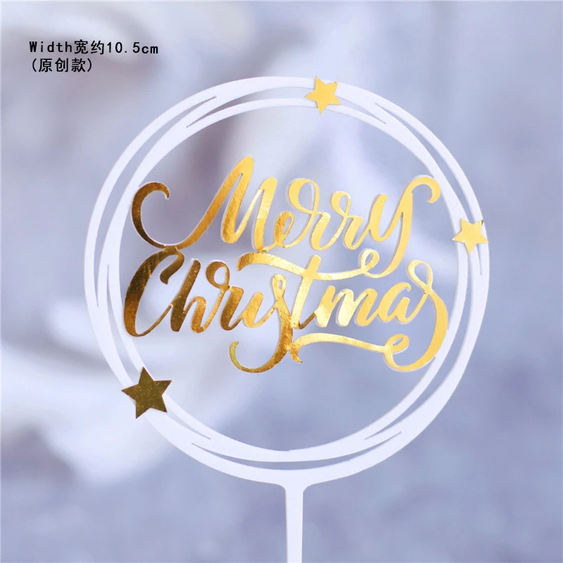 2pc christmas L Золотые серебристые, лазерные лося Счастливого Рождества торт Топпер Замороженные вечерние Акриловые Поддельные украшение в виде хлопьев снега для приспособление для выпечки подарок любви - Цвет: 2pc christmas L