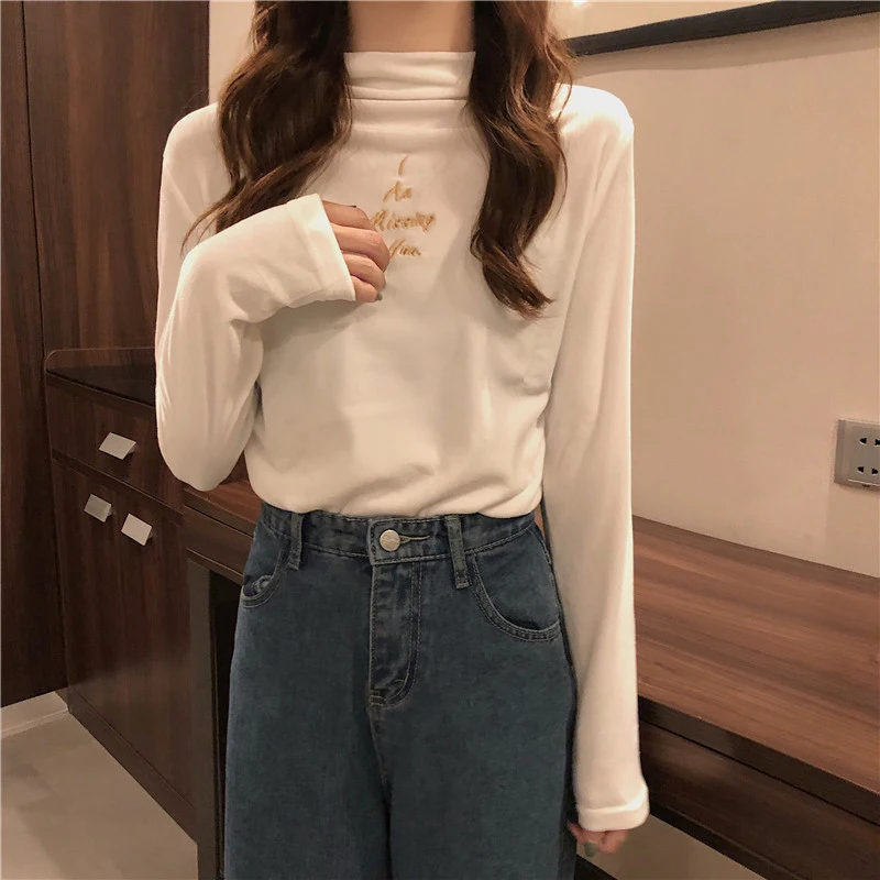 Женский вельветовый свитер теплый трикотажный топ с длинным рукавом высокой