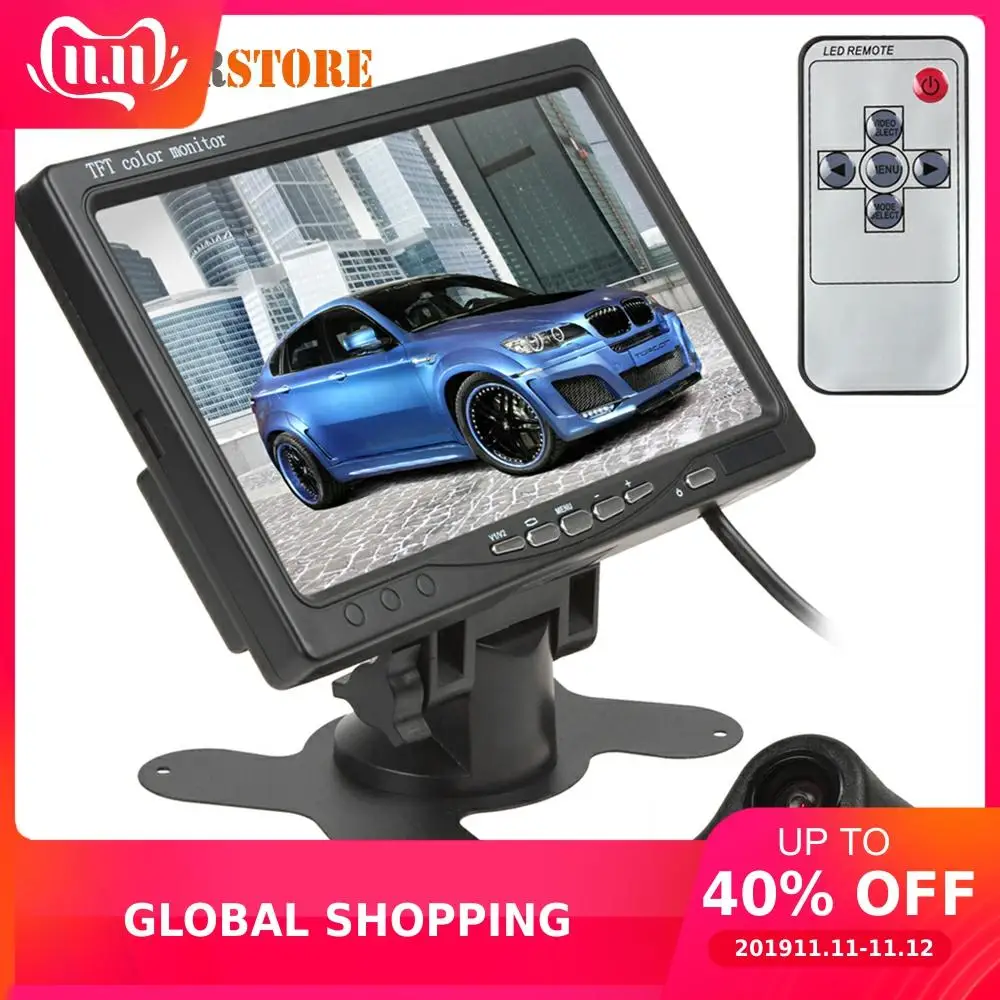 7 дюймов TFT ЖК монитор заднего вида для парковки DVD VCR 2 видео вход + ночное видение