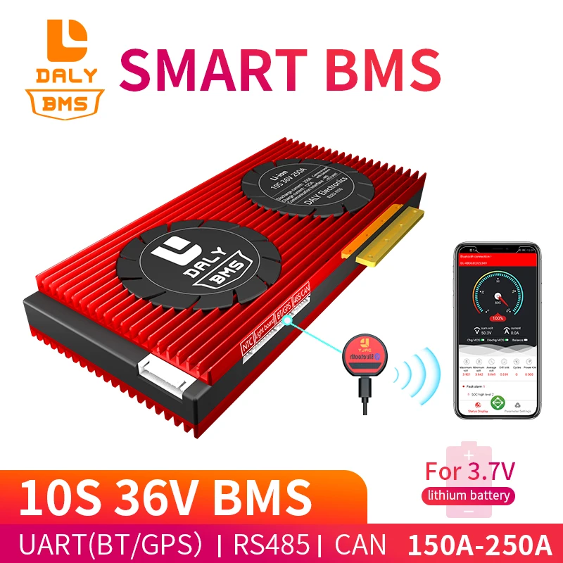 Daly 18650 smart BMS 10S 36 В 150A 200A 250A Bluetooth 485 для USB-устройства CAN NTC UART программное