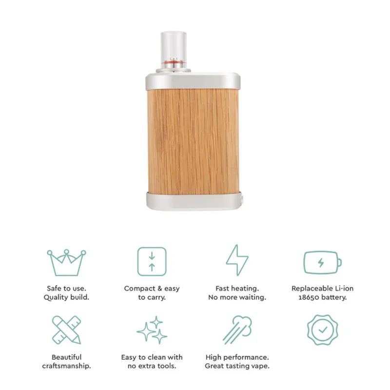 

Solid Wood Dry Herb Electric Vapor Hookah Dab Rig Starter Kit 18650 Battery 10 Temperature Control Oil Wax Concentrate Shatter