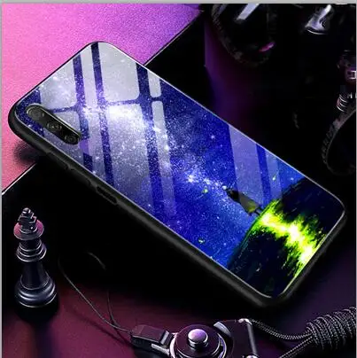 Синий Закаленное Стекло чехол для Huawei Honor 9 X 9x Мягкая силиконовая накладка на заднюю панель для Huawei Honor 9X9 x звездным узором защитный чехол для телефона - Цвет: Синий