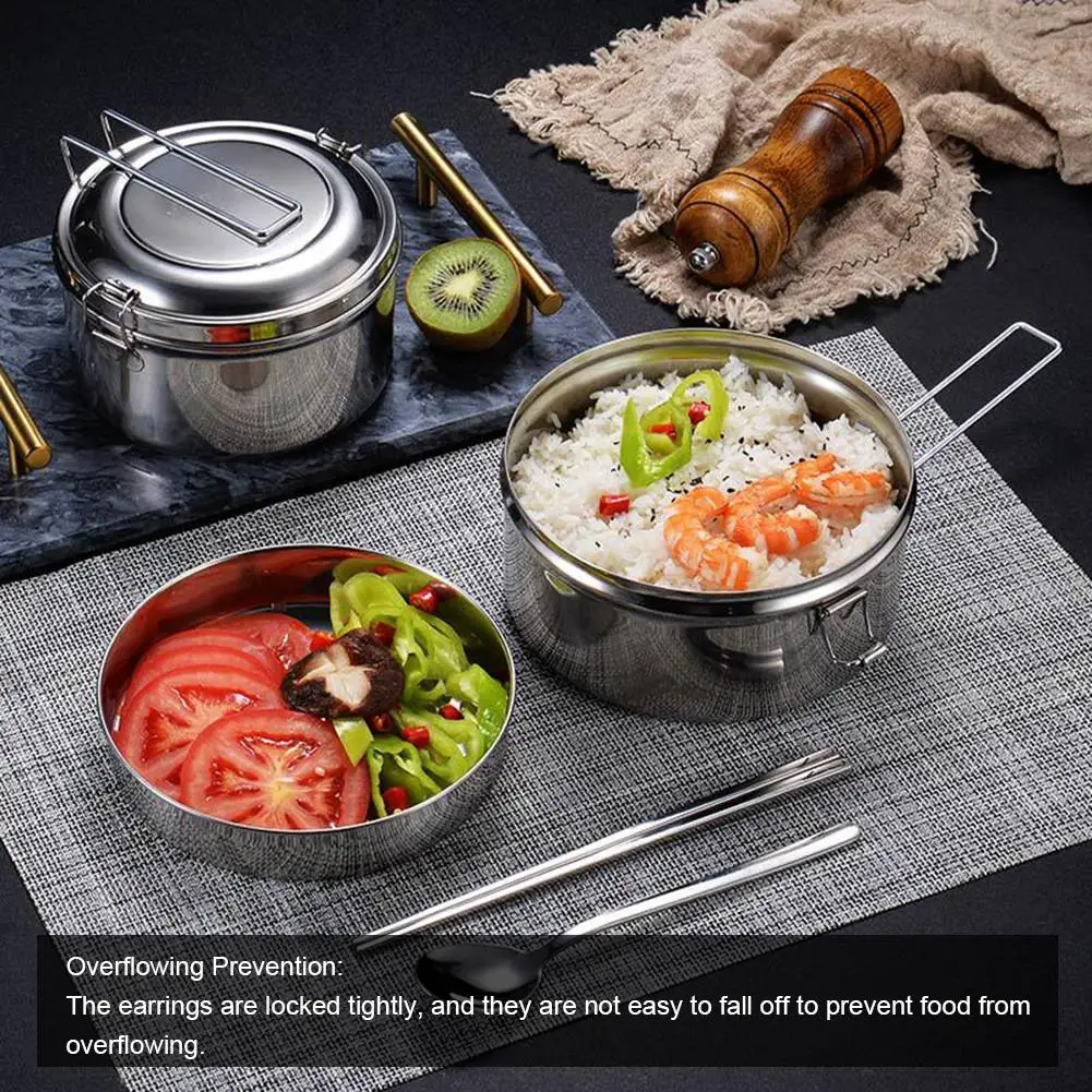 Многоцелевой 304 Ланч-бокс из нержавеющей стали двухслойная Изолированная миска