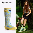 Резиновые цветочные модные дизайнерские женские дождевые сапоги, водонепроницаемые новые осенние женские водоотталкивающие сапоги, женская обувь 2021