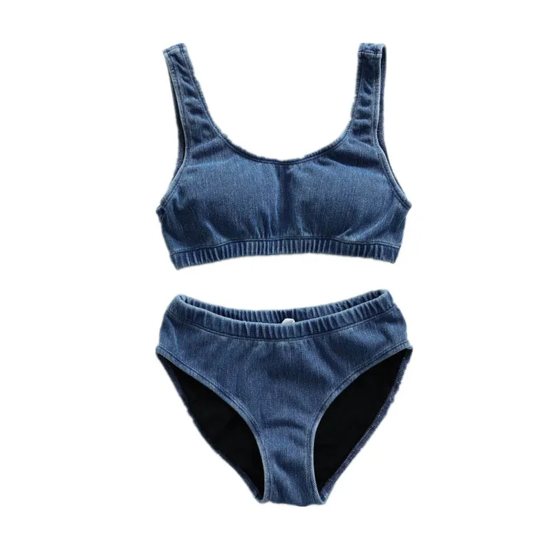Новинка 2021 купальник из джинсовой ткани с разрезом сексуальный купальник-бикини