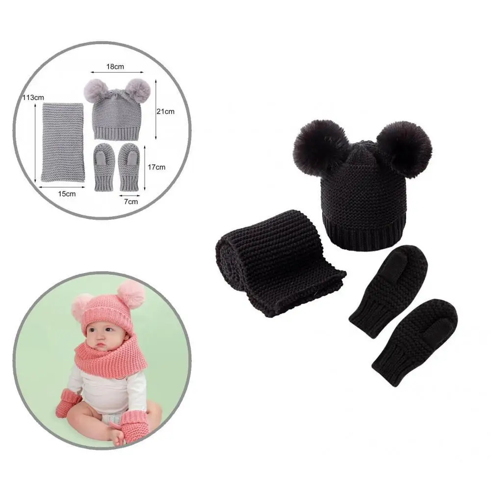 

Fine Stitching Breathable Boys Girls Winter Hat Scarf Gloves Baby Accessories