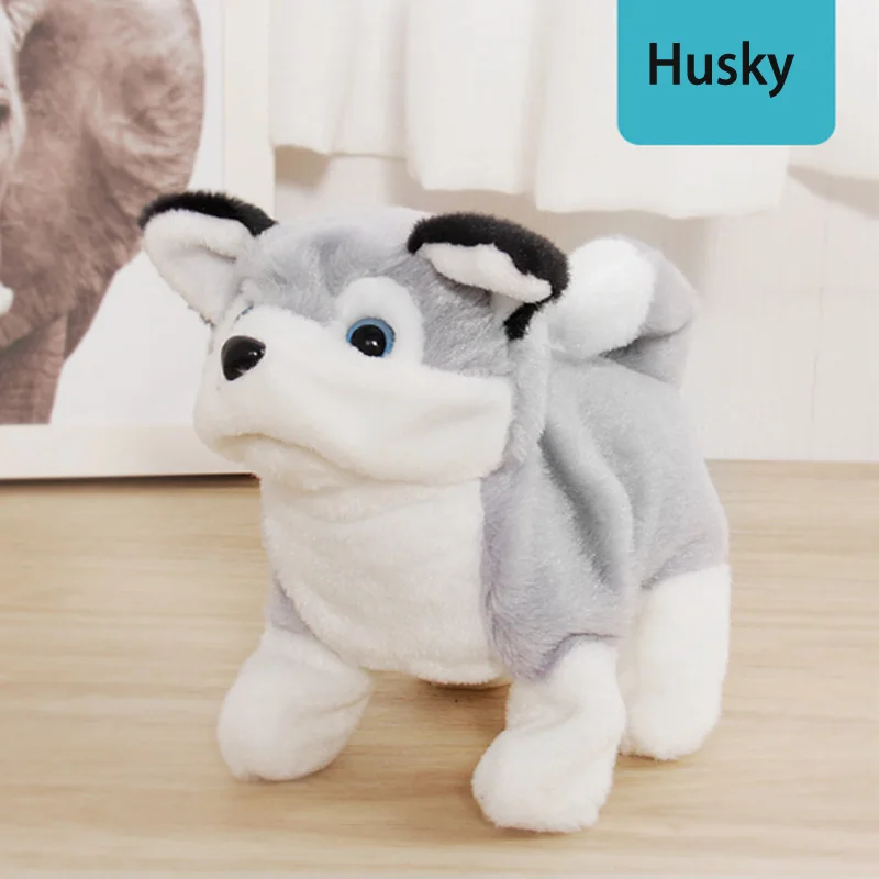 husky Новинка, электронное управление звуком, собаки, интерактивные электронные домашние животные, робот, собака, лай, прогулки, моделирование, мягкие плюшевые игрушки для детей, детские подарки - Цвет: husky
