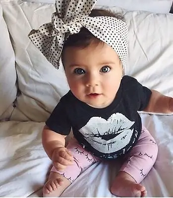 2020 Top Newborn Infant Kids Baby Girls Kiss Printing T-shirt +Pants Outfits Clothes Set | Детская одежда и обувь