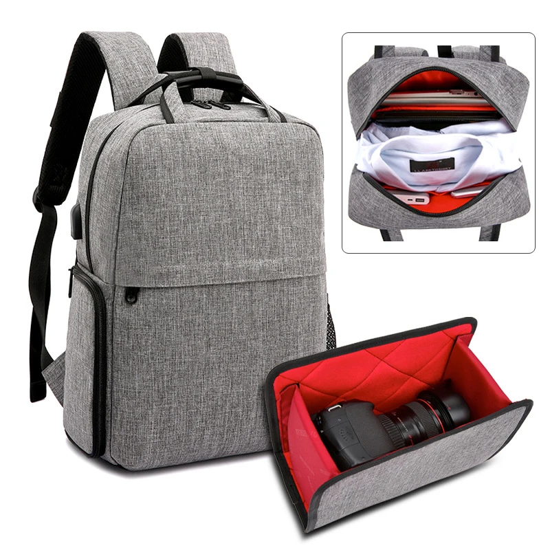 photo dslr camera shoulders waterproof oxford backpack fit for 14inch laptop case with usb port tripod bag for canon nikon slr free global shipping