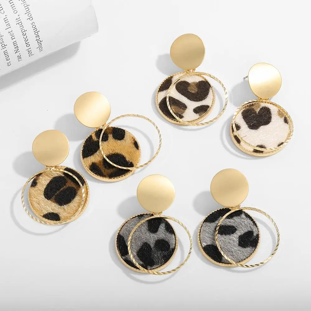 

Girlgo Vintage Striped Round Drop Earrings For Women 2020 Fashion Jewelry Chic Colorful Spots Maxi Drop Earrings Gifts Wholesale