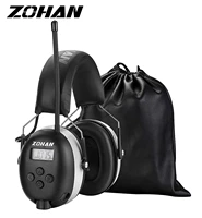 zohan electronic amfm radio earmuffs lcd digital display adjustable ear protection noise reduction hearing protector