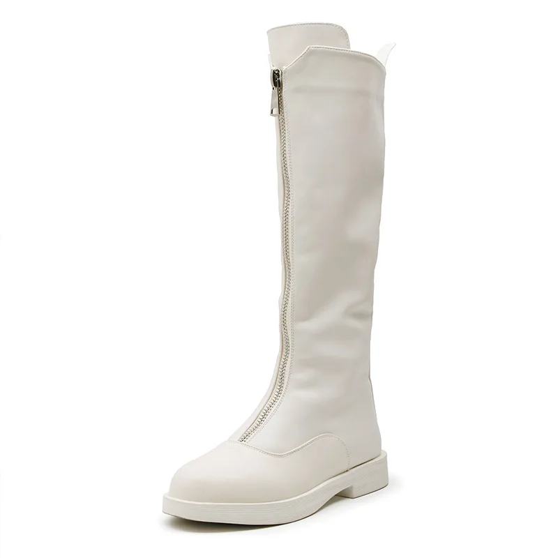 Модные женские ботфорты на платформе с круглым носком водонепроницаемые высокие