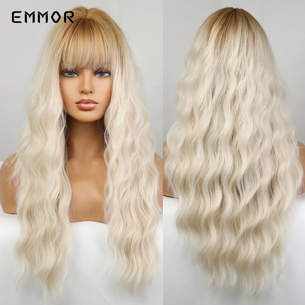 Фото Emmor длинные волнистые синтетические волосы парики натуральные Омбре коричневые