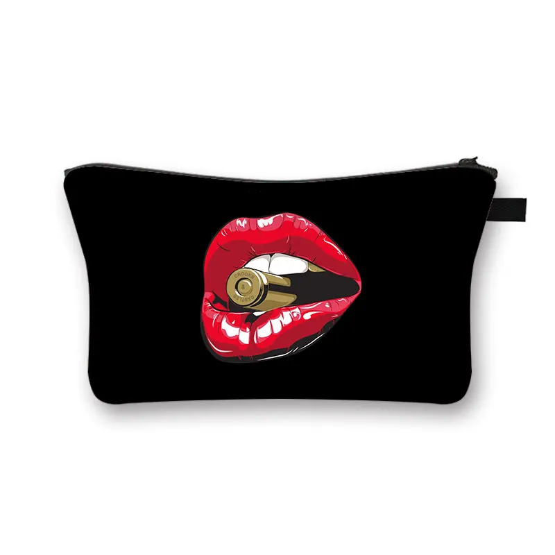 Red Lip Cosmetic Bag Women Makeup Bag Girls Storage Bags Ladies Cosmetic Case Female Make Up Pouches Organizer