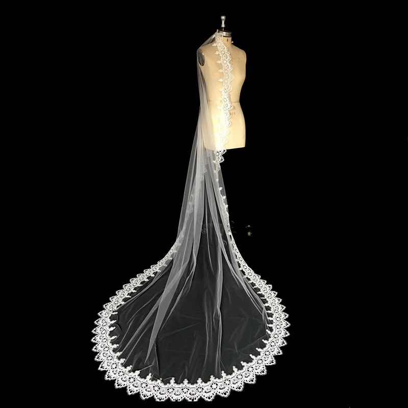 Женская Длинная свадебная фата 2019 Новая женская кружевная Фата 3 метра один слой