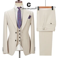 cenne des graoom men suits costume homme tailor made blazers vest pants 3pcs set wedding dress groom formal business work wear