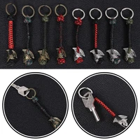 rune bead lanyard keychain outdoor survival paracord rope keychain handmade car key knife keyring keychain tool accessories