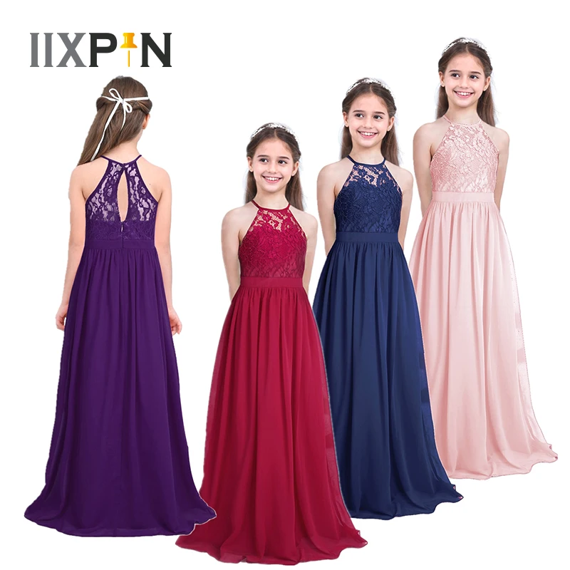 Купи Girls Chiffon Lace Princess Dresses Kids Vintage Flower Girl Dress For Wedding Evening Bridesmaid Pageant Birthday Party Dress за 779 рублей в магазине AliExpress