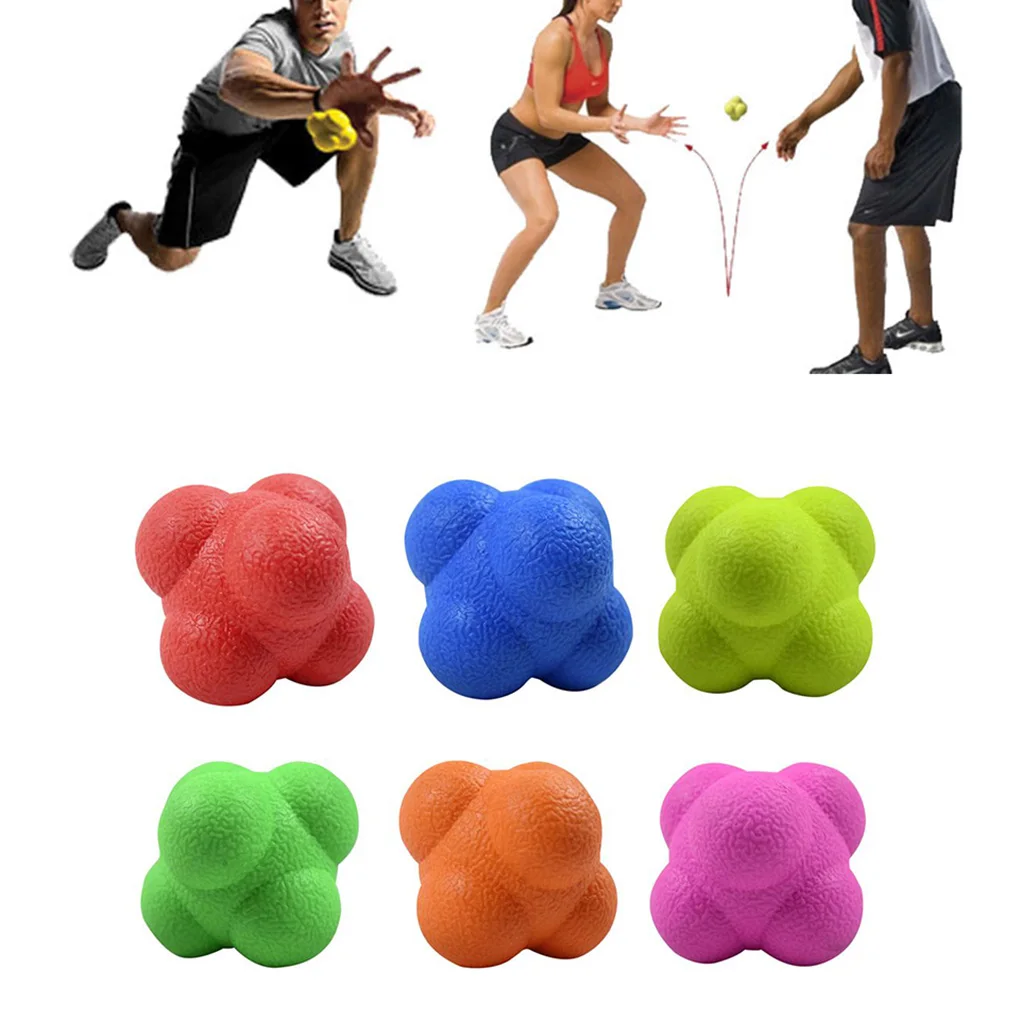 

5.5cm Hexagonal Reaction Ball Silicone Agility Coordination Reflex Exercise Reaction Training Sports Fitness Balls 7 Colors