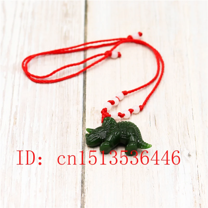 Натуральный зеленый китайский нефрит ожерелье с подвесками в форме Динозавров 3D