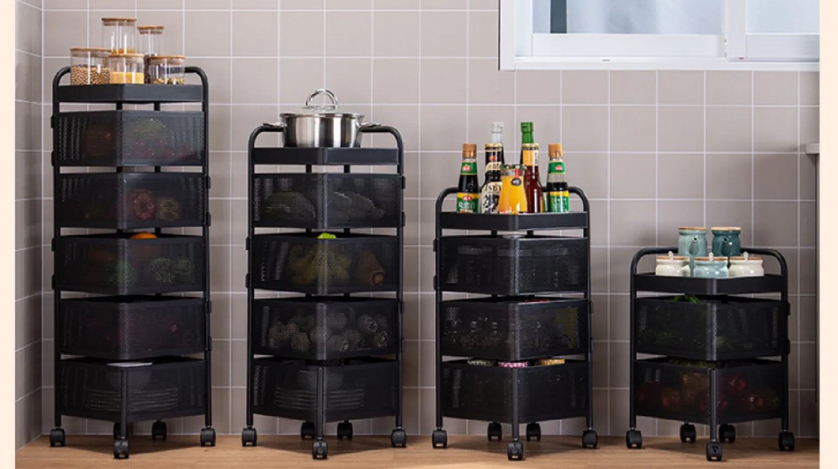 kitchen storage bathroom organizer trolley shelves gadgets vegetable storage rack kitchen shelves rotating basket shelf free global shipping