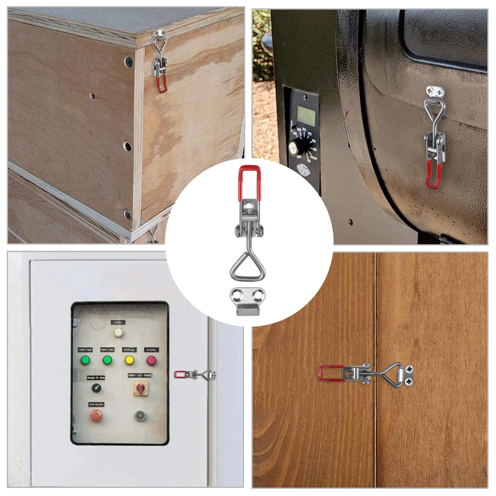 

TANiCE 5Pcs Stainless Steel Lockable Toggle Catch Latch Lock Clamp Hasp Lever Handle Adjustable Draw Latch For Door Cabinet Box