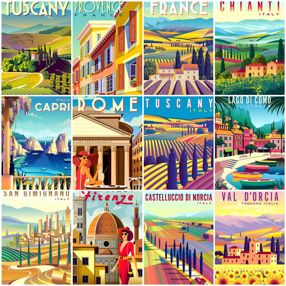 

HUACAN Painting By Numbers Scenery Unique Gift DIY Frame Wall Art Paint By Number City Children's Room Decor HandPainted