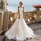 Великолепное свадебное платье-Русалка с круглым вырезом без рукавов, иллюзионные Свадебные платья для женщин, изысканное женское платье
