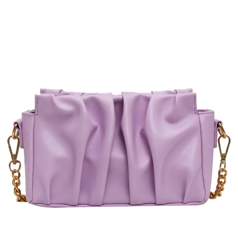 

Fashion Folds Chain Design Shoulder Bags For Women 2020 New Solid Color PU Leather Crossbody Bag Female Travel Summer Handbags