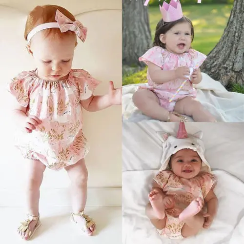 2018 Новый розовый комбинезон с цветочным принтом милое платье принцессы для